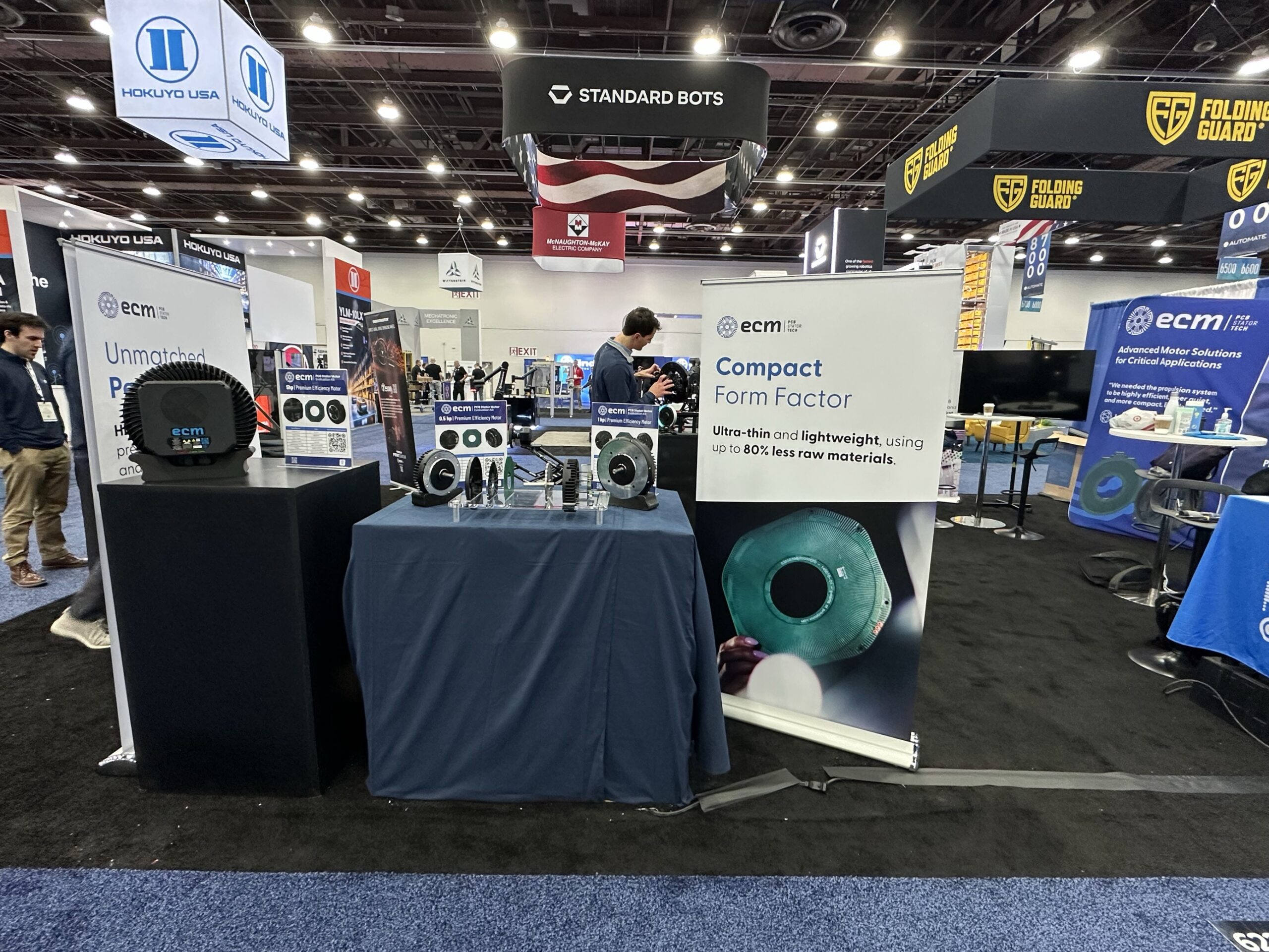 pcbstator's tweet card. At Automate 2025, ECM debuted Eightball — a compact servo actuator with PCB Stator tech delivering 33.9 Nm torque in just 0.57 kg. See the case study.