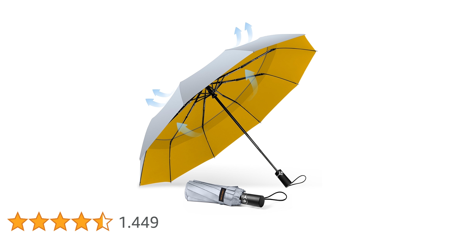 andreabox0's tweet card. TECKNET Ombrello Pieghevole Antivento, Grande Portatile Pioggia da 10 Ossa, Automatico Viaggio Umbrella Doppio Baldacchino Antivento Impermeabile per Uomo Donna, Diametro 104 cm, Argento e Giallo