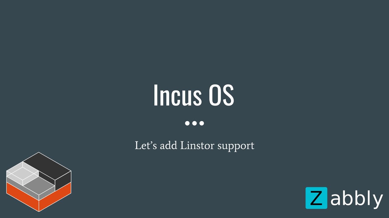 stgraber's tweet card. IncusOS - Let's add Linstor support