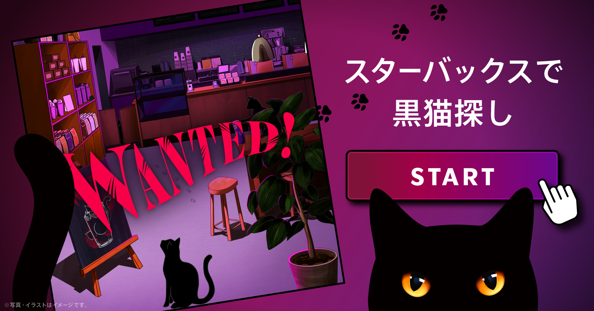 akk_t's tweet card. お店に隠れた5匹の黒猫はどこかにゃ？🐾