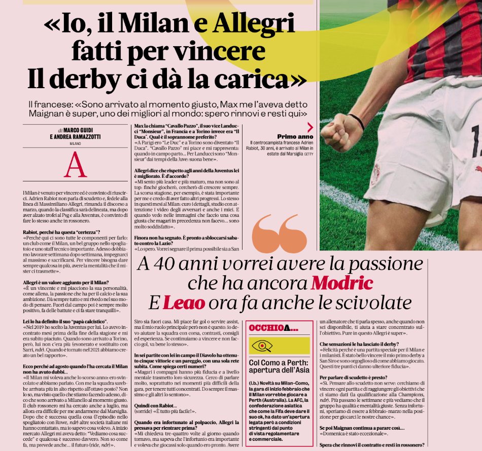 MilanWorldForum's tweet card. Adrien Rabiot alla GDS in edicola oggi 27 novembre. Tutte le dichiarazioni, di seguito: