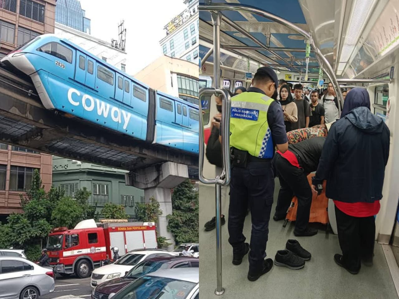 Media_telus's tweet card. 373 penumpang Monorel 'tersangkut' di Jalan Sultan Ismail, wanita berusia 58 tahun pengsan