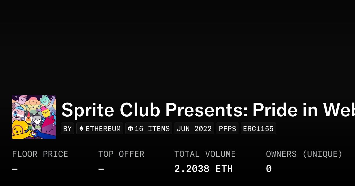 spriteclubNFT's tweet card. Sprite Club Presents: Pride in Web3 - Collection | OpenSea