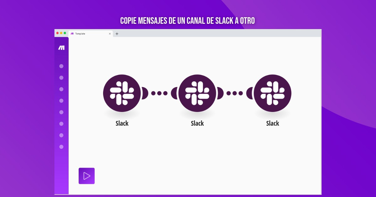 frandbf's tweet card. ¡Entre canales de Slack andás perdido? 🔄 Con Make, cada vez que un nuevo mensaje llega a tu canal seleccionado, lo copiamos automáticamente a otro. Que nada te escape, ¡Probalo!