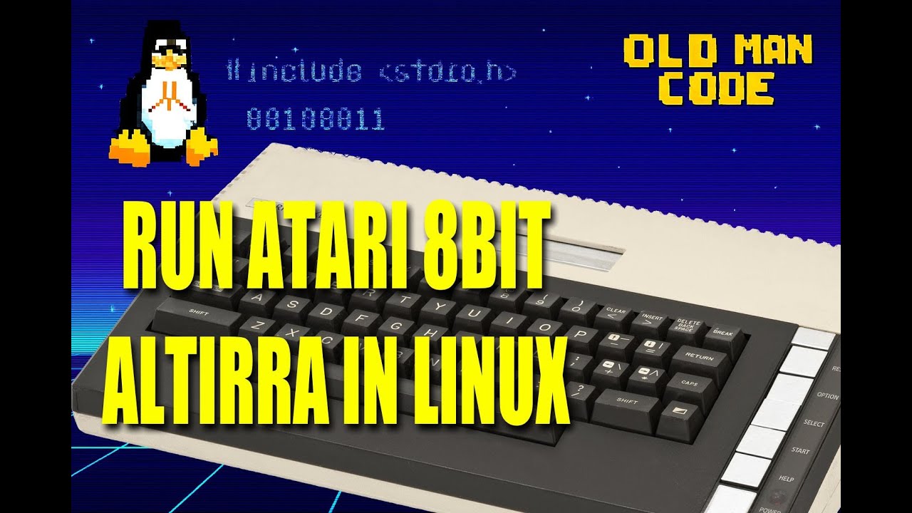 OldManCode's tweet card. Linux Show: Run Atari 8bit Atirra EMU. Code Basic In External Editor...