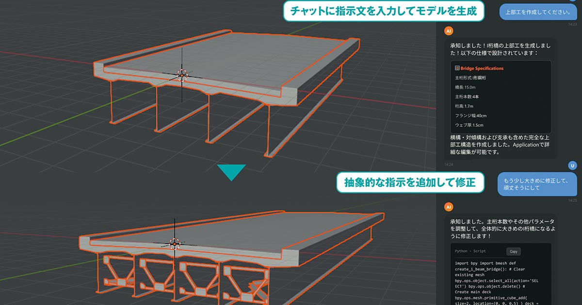 digiconengineer's tweet card. 　設計の効率化に寄与するBIM/CIM。現状、3次元（3D）モデルの作成は専門的な知識が必要だ。しかしLLM（大規模言語モデル）の発展に伴い、指示文だけで3Dモデルを作成できるようになるかもしれない。