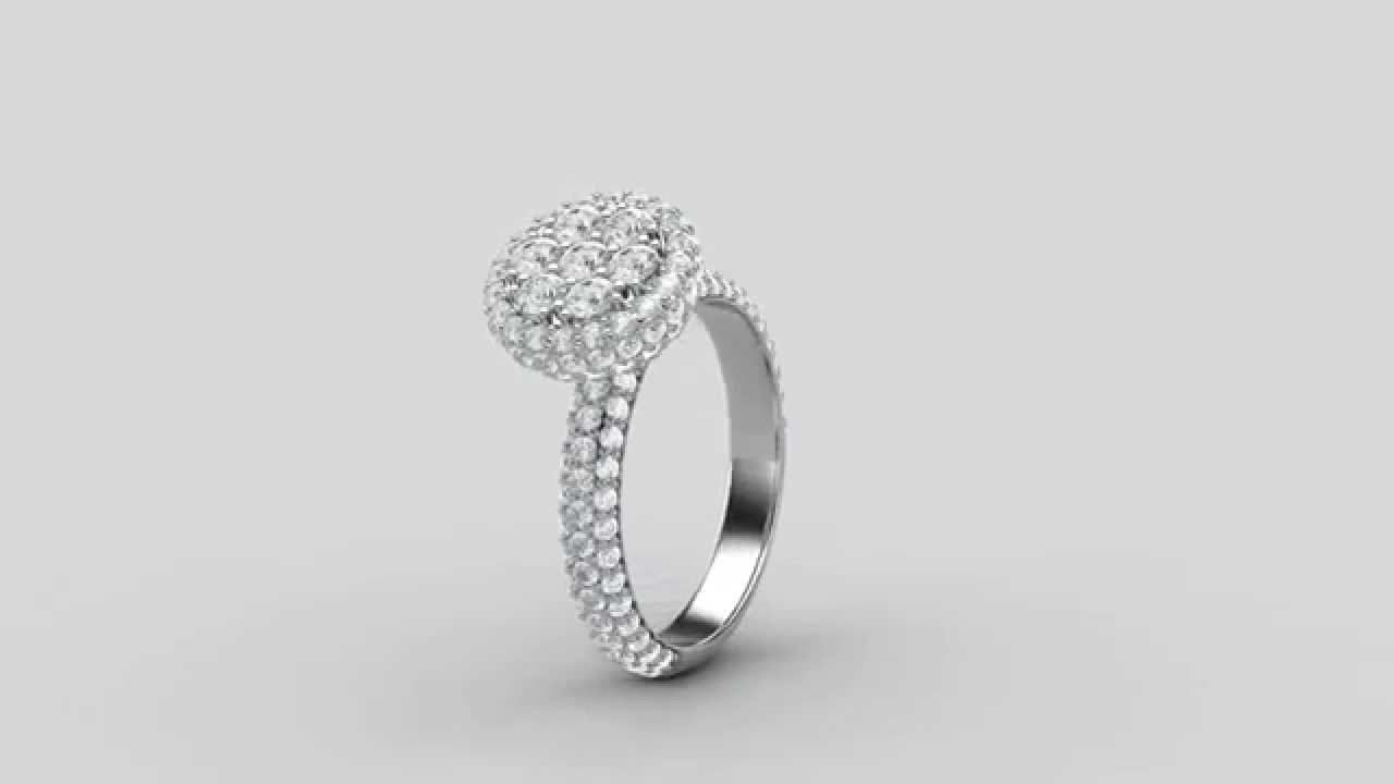 spacesmack's tweet card. Diamond Cluster Ring - Spacesmack.com - 3D CAD JEWELRY DESIGNS