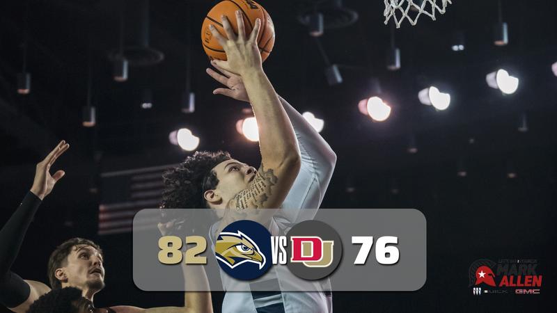 ORUMBB's tweet card. TULSA, Okla. – On ORU's annual Hall of Fame Night, the men's basketball team defeated the Denver Pioneers, 82-76, Saturday evening at the Mabee Center.