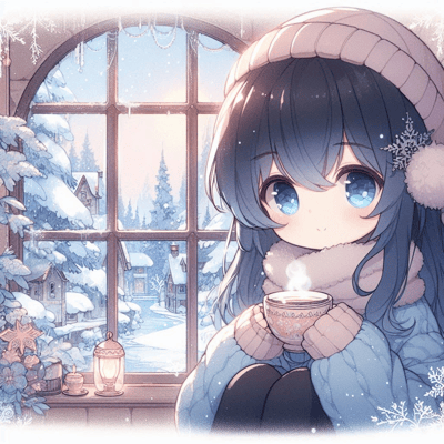 pAInter_AI_ART's tweet card. Dalle製でよく見るすげぇフワフワした厚塗りみたいな絵柄、同じプロンプトでも出せないな……？と思ってたら、 Bing image CreaterのDALLE-3のほうのアニメ風のベーシック絵柄らしいですね(ChatGPTだともっとフラットなアニメ絵が出る)。 そしてまあ、青肌は出ないですね……(ひざ掛けも理解されてなくて単に膝になってる気がする）。