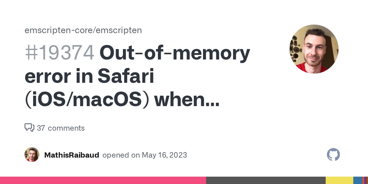 emscripten's tweet card. Hello, I encountered an issue which seems to be systematic when building WASM code with Emscripten. When building with -pthread enabled, the resulting WASM code make Safari crash with an error Rang...