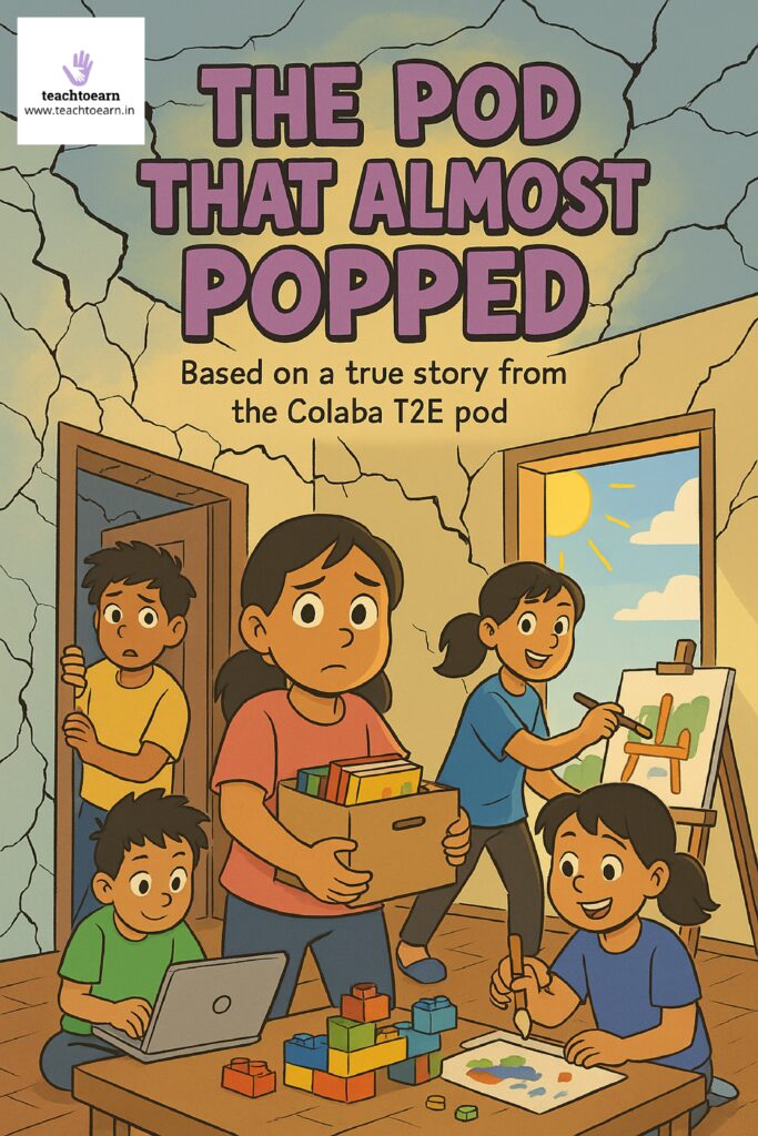 TeachtoEarn's tweet card. Starting a learning pod isn’t always smooth sailing—and this comic doesn’t shy away from that truth. “The Pod That Almost Popped” is an honest look at what went wrong at the Colaba T2E Pod—and what...