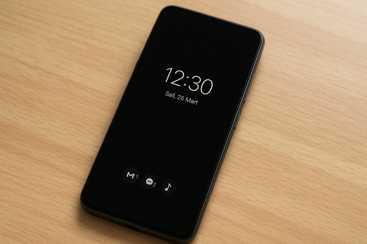 TechnopatNet's tweet card. Modern Android telefonlar, ekran kapalıyken bile saati, tarihi ve bildirimleri gösteren Always On Display (Her Zaman Açık Ekran) özelliğiyle geliyor. Bu