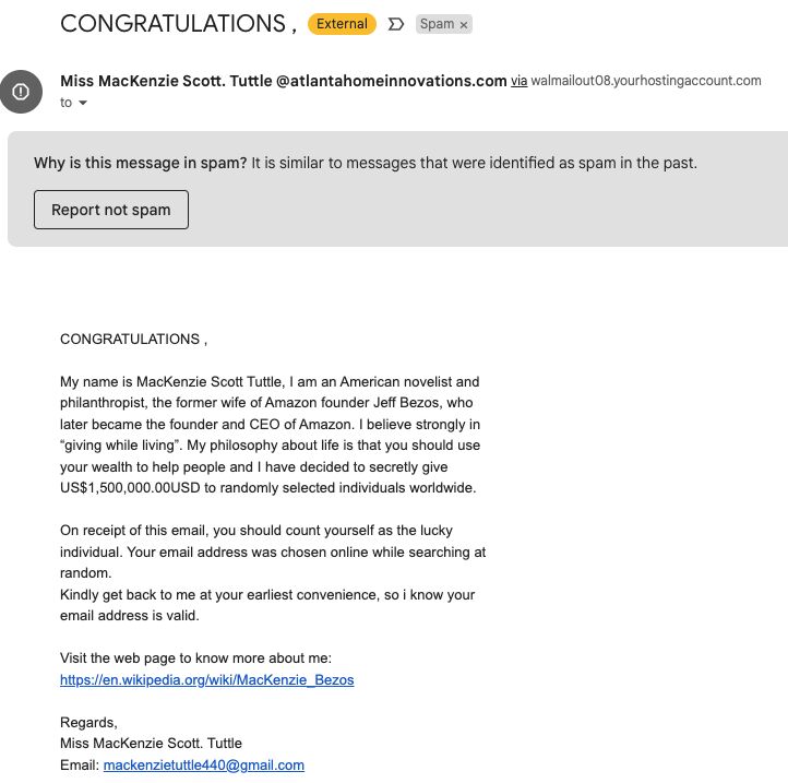 PeterBray's tweet card. Occasionally I like to go spam diving, caught a good one today! #contextuallyrelevant #suspensionofdisbelief #creative #marketing