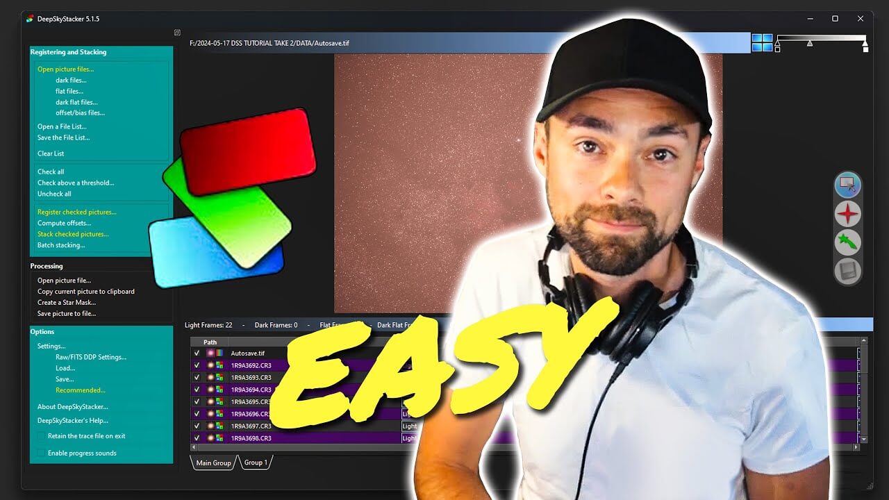 photofocus's tweet card. This quick AstroBackyard tutorial shows how easy it is to do image stacking for astrophotography using Deep Sky Stacker.