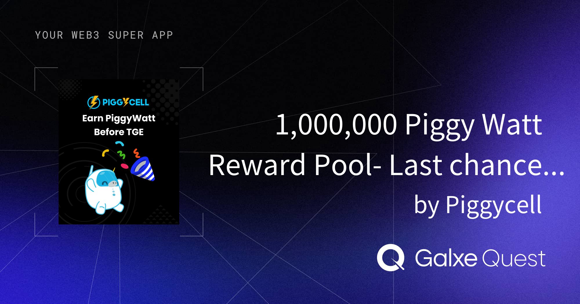 DRYBITCRYPTO's tweet card. Join 1,000,000 Piggy Watt Reward Pool- Last chance to get Airdrop before TGE ! by Piggycell on Galxe. Earn rewards to enhance your web3 presence and reputation.