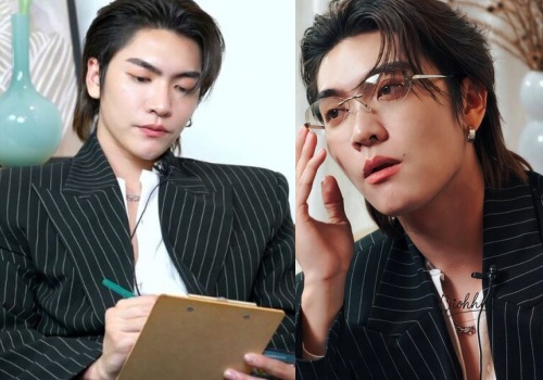 siamzoneonline's tweet card. มาเป็นพ่อค้าขายขนมที่หล่อฮอตเนิร์ดไม่ไหว สำหรับ บอส ชัยกมล ในไลฟ์ของ Moon Snack เชิ้ตขาวสูทดำใส่แว่...