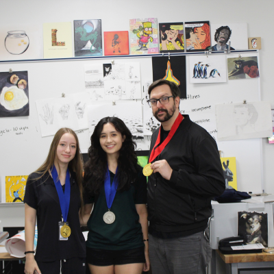 PineCrestSch's tweet card. Pine Crest Upper School students Caterina Farrell ’26, Maya Todorov 26, alumna Mira Sarigollu ’24 and art instructor Nino Liguori have been recognized at the national level by the Scholastic Art &...