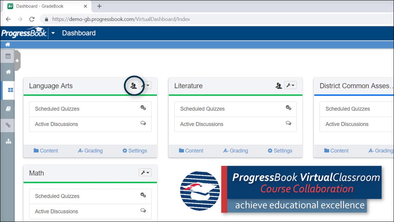 ProgressBook's tweet card. ProgressBook VirtualClassroom: Course Collaboration
