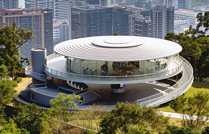 goooodofficial's tweet card. Beneath the Umbrella Truss, Framing Mountain and Sea Views