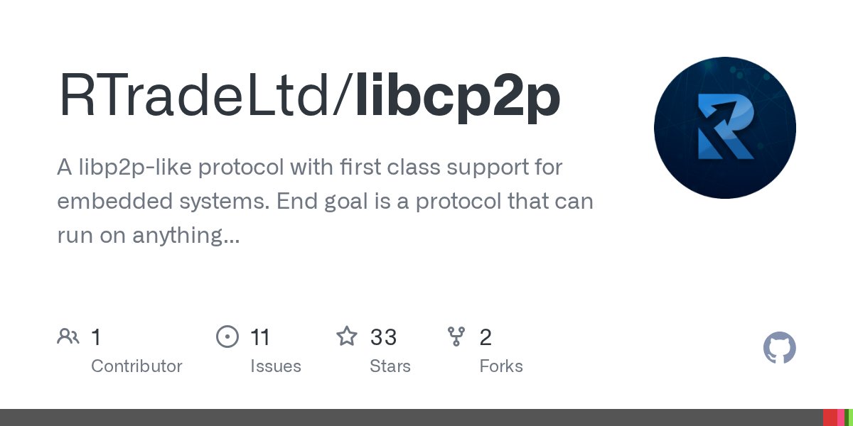 Temporalcloud's tweet card. A libp2p-like protocol with first class support for embedded systems. End goal is a protocol that can run on anything from your fridge, embedded systems, and anything else. Higher level languages b...