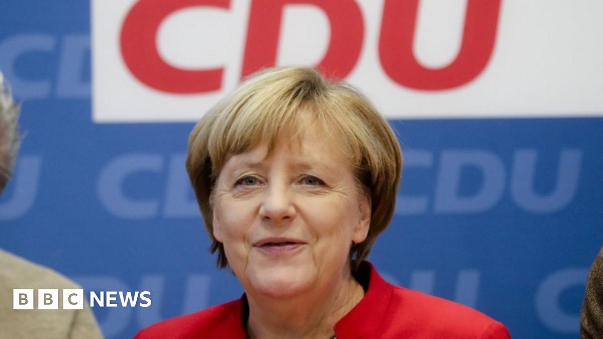 BBCBreaking's tweet card. German Chancellor Angela Merkel announces she will run for a fourth term in office.
