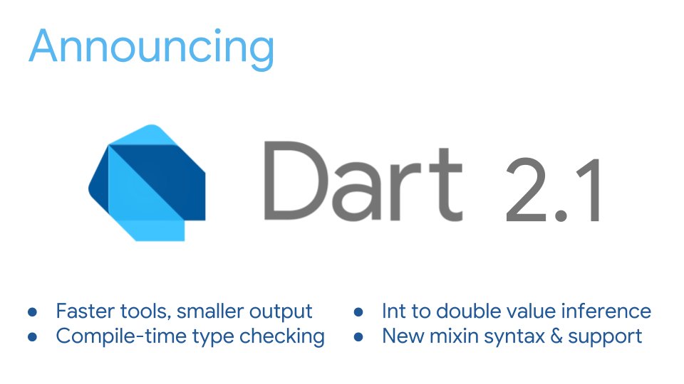 FlutterKenya's tweet card. Today, we’re announcing the stable release of Dart 2.1, an update to Dart 2 that new language features and performance improvements