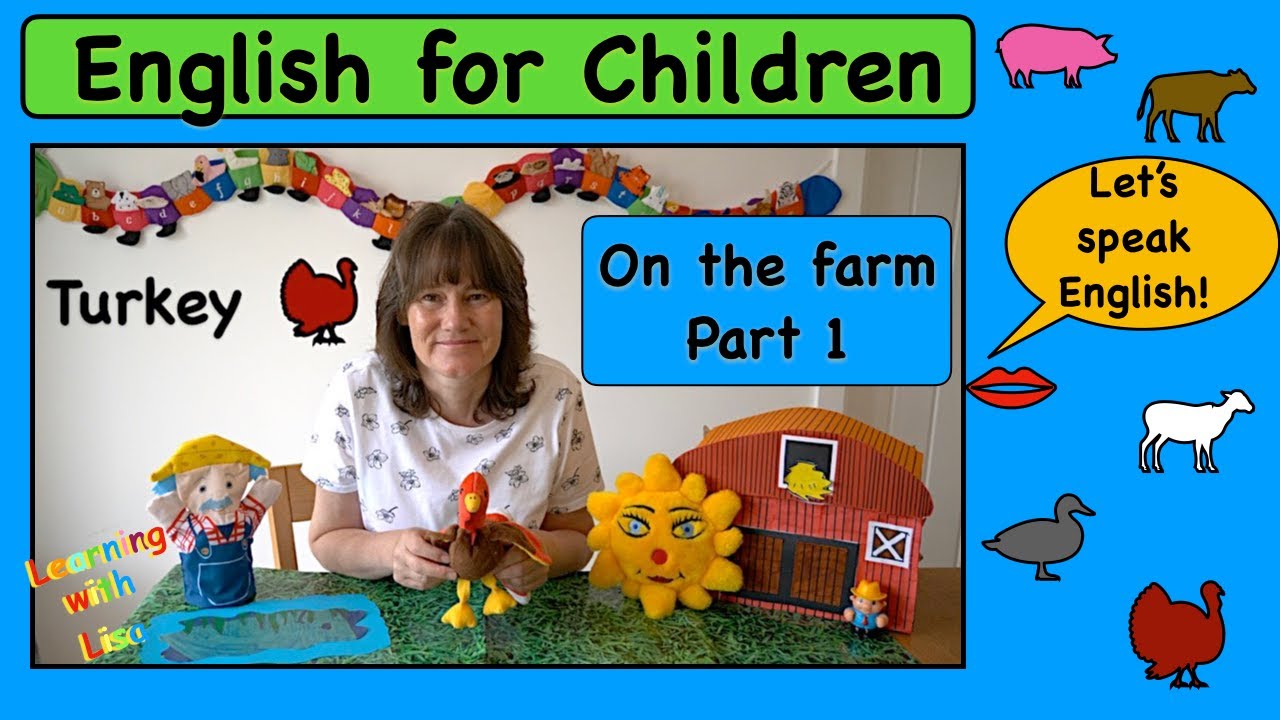lisa_learning's tweet card. English Language Lesson for Children - ON THE FARM (farm animals),...