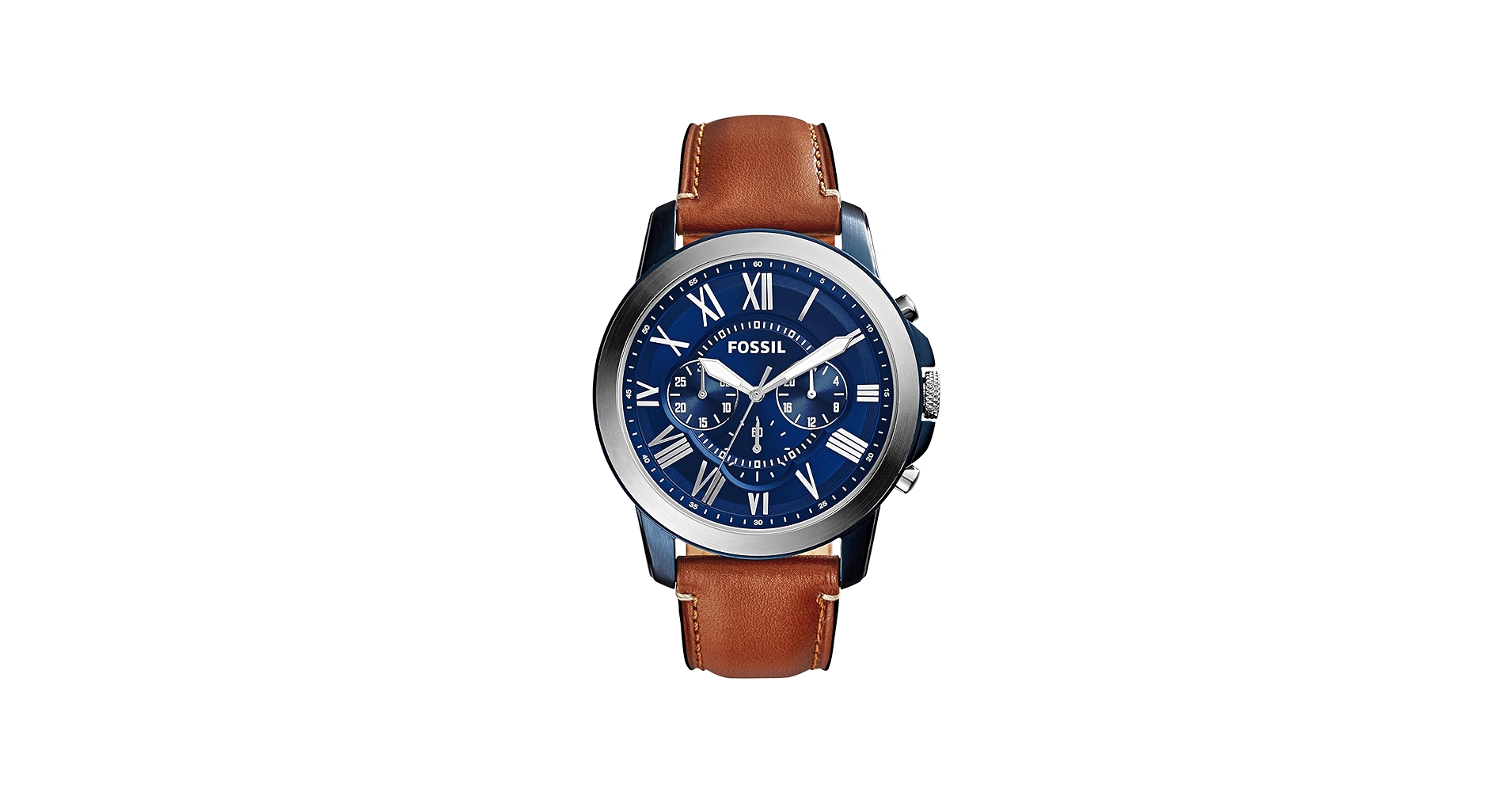 ElijahDeals's tweet card. The Fossil Grant men’s watch features high-quality brown leather and raised Roman numerals for a classic, timeless look. Inspired by antique timepieces, the Roman numerals add elegance and balance to...