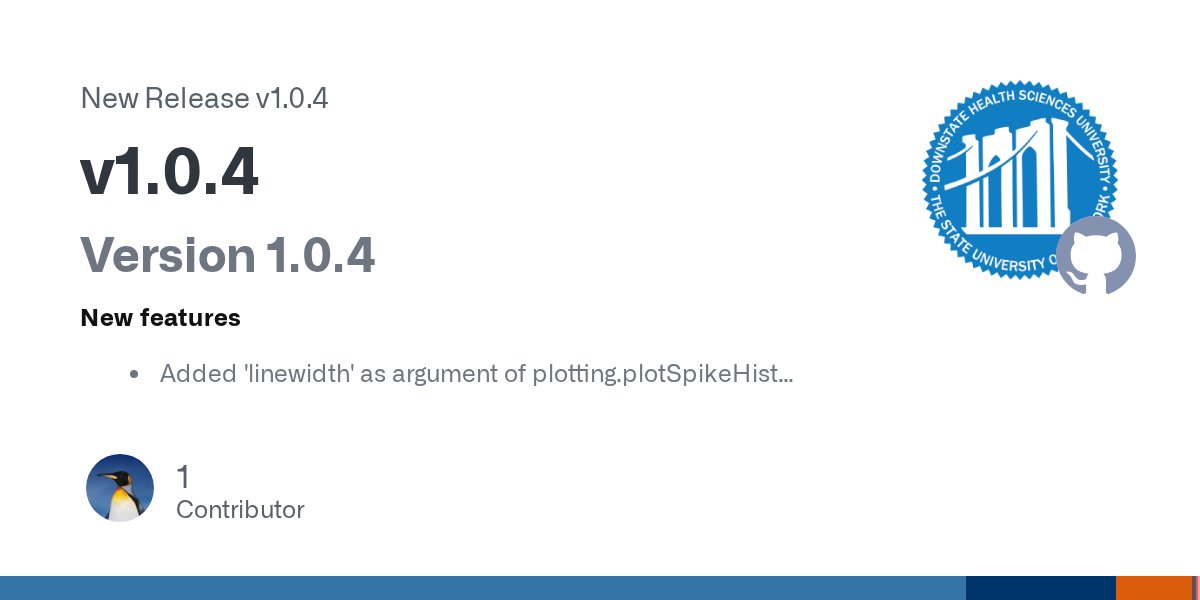 _NetPyNE_'s tweet card. Version 1.0.4 New features Added 'linewidth' as argument of plotting.plotSpikeHist() More detailed validation of netParams Save and load model in native NetPyNE format Converted mos...
