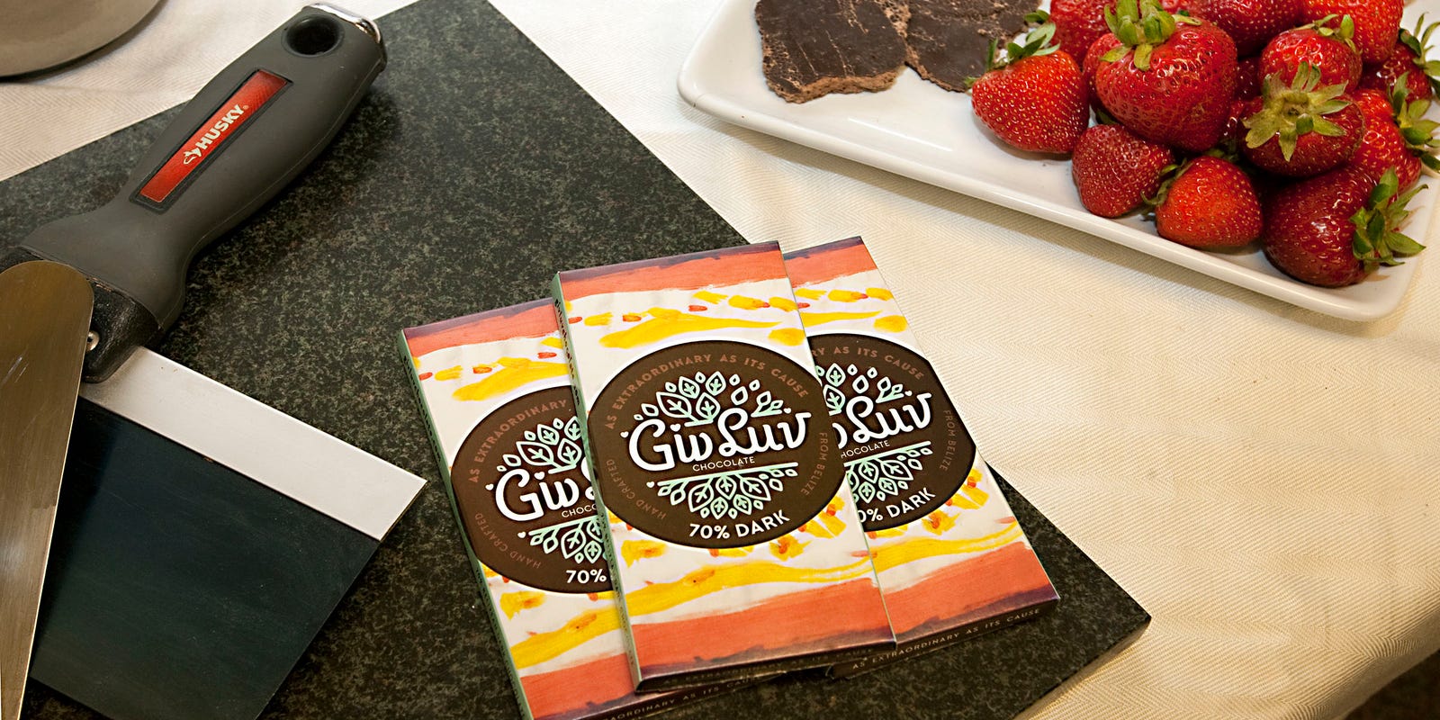 ClubChoco1's tweet card. GivLuv Chocolate offers 70 percent dark chocolate bars made with Central American cacao beans.