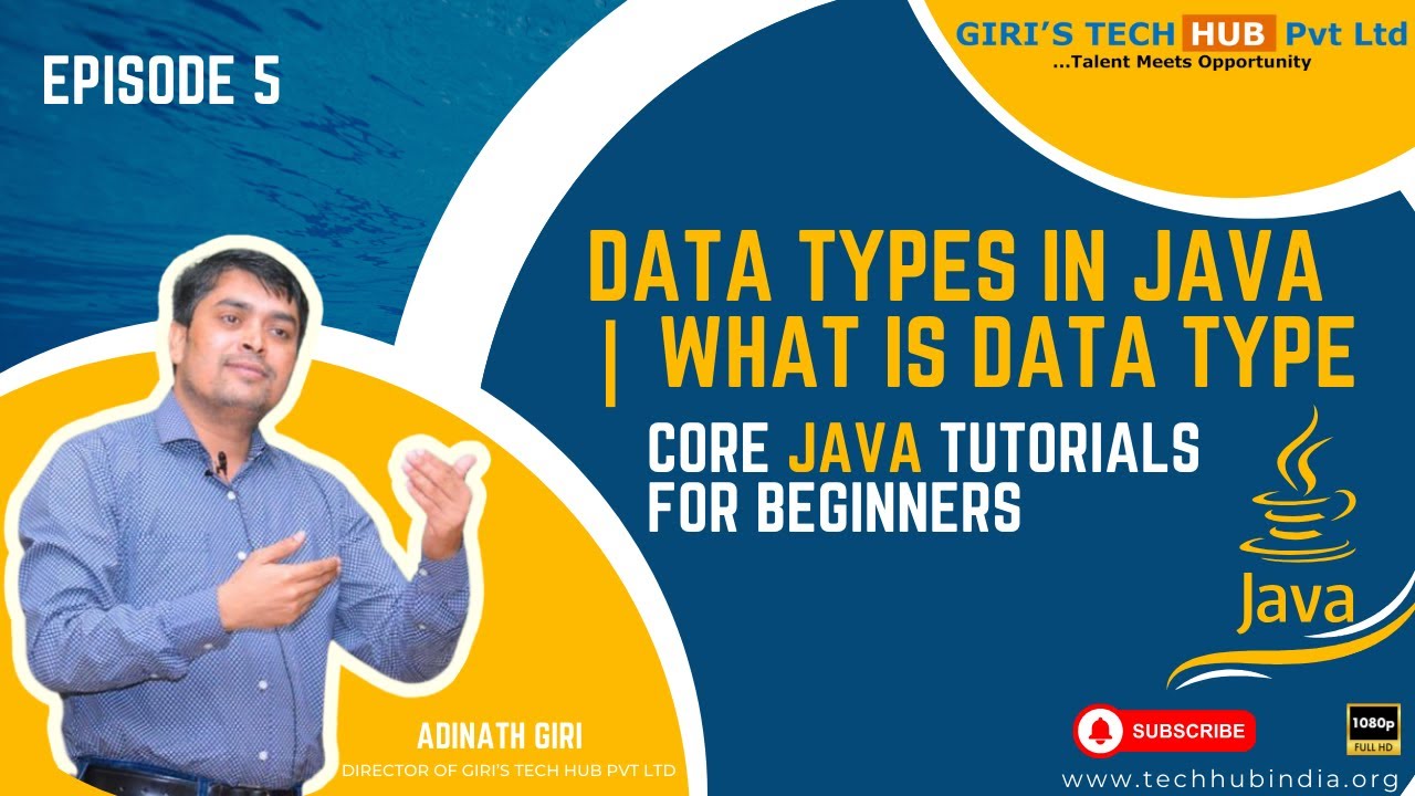 HubGiri's tweet card. What is data type in java | core java for beginners | live class...