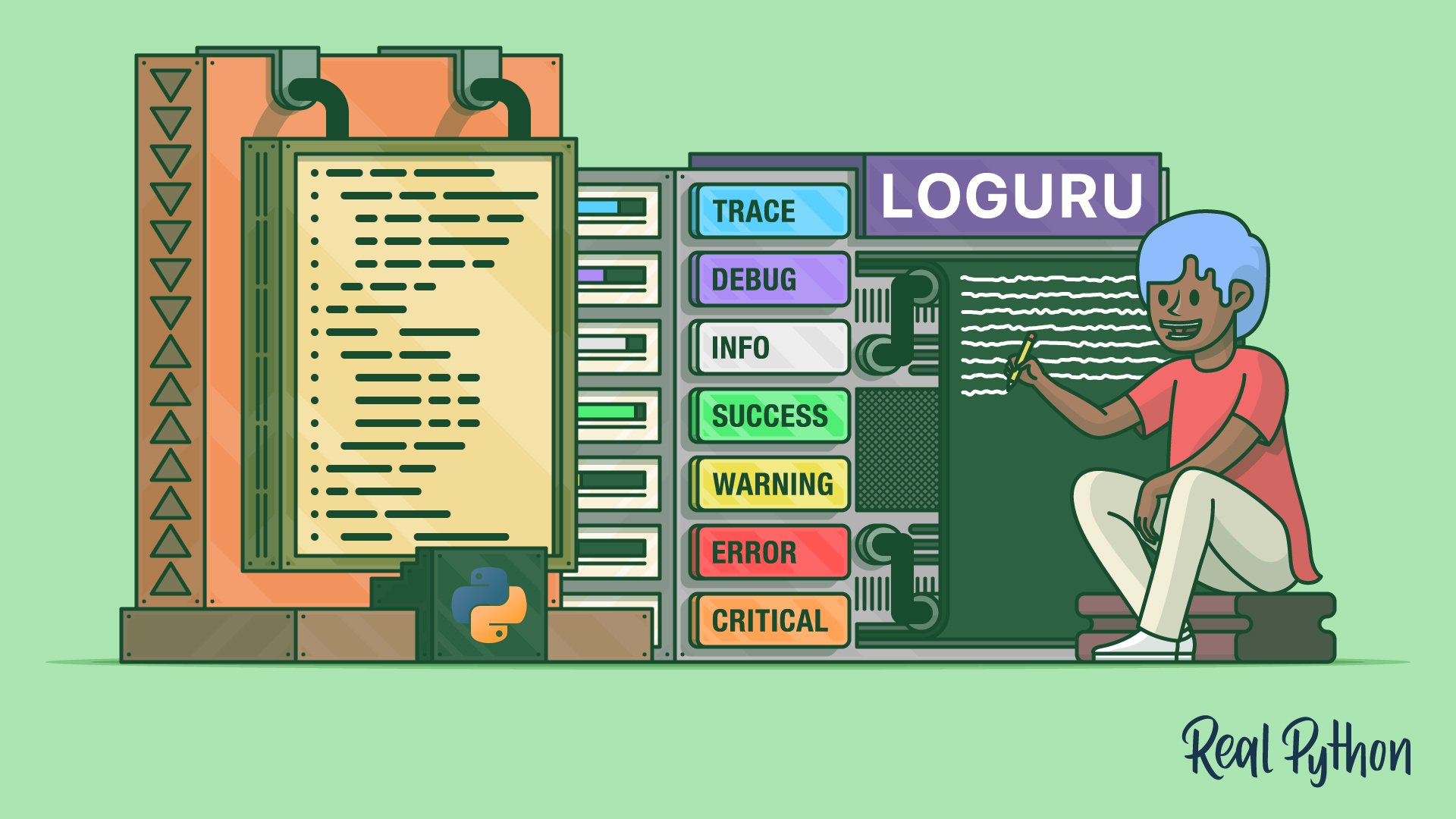 realpython's tweet card. Learn how to use Loguru to implement better logging in your Python applications quickly and with less configuration. Spend more time debugging effectively with cleaner, more informative logs.