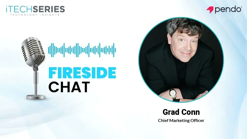 iTechSeries's tweet card. Grad Conn from Pendo shares insights on scaling companies, balancing AI & human creativity, and mastering customer-obsessed marketing.
