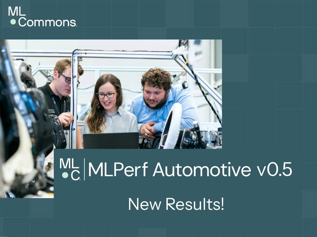 MLCommons's tweet card. AVCC® and MLCommons® announced new results for their new MLPerf® Automotive v0.5 benchmark