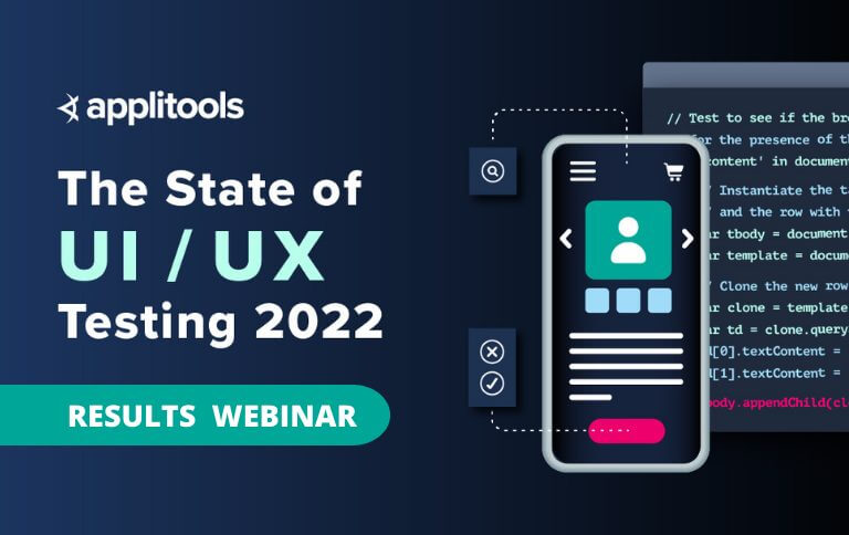 Applitools's tweet card. See how your organization stacks up against the world's best frontend teams as the 2022 State of UI/UX Testing survey's findings are discussed in detail.