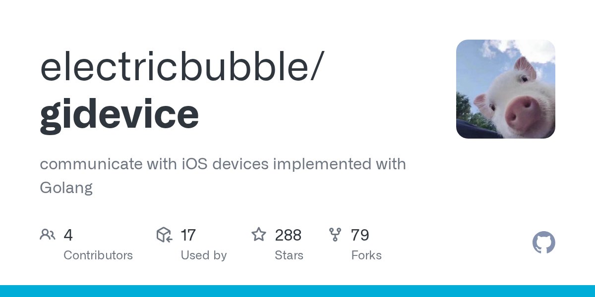 TrendingGolang's tweet card. communicate with iOS devices implemented with Golang - electricbubble/gidevice