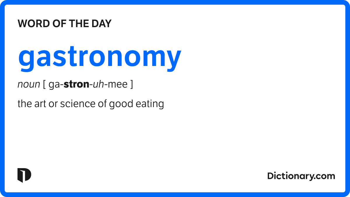 sympmarc's tweet card. The Word of the Day for November 27, 2025 is gastronomy. Find out the meaning of gastronomy and learn about its origin and uses!