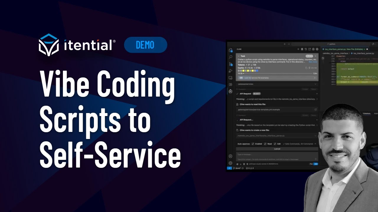 AutomateIP's tweet card. From Vibe-Coding Automation Scripts to Self-Service with Itential & AI