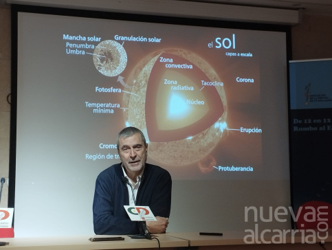 NuevaAlcarria's tweet card. El astrofísico Javier Rodríguez-Pacheco ha protagonizado hoy la cuarta charla de la campaña "De 12 en 12-Rumbo el Eclipse Total" en la que ha desentrañado cómo es este astro.