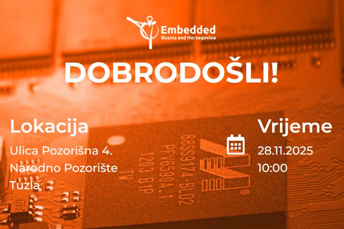 Tuzlarijenet's tweet card. Organizacioni tim Embedded.ba poziva na treći po redu Embedded Meetup u BiH — Embedded BiH 2025, koji će se održati u petak 28. novembra 2025., s početkom u 10:00 sati, u prostorijama Narodnog...