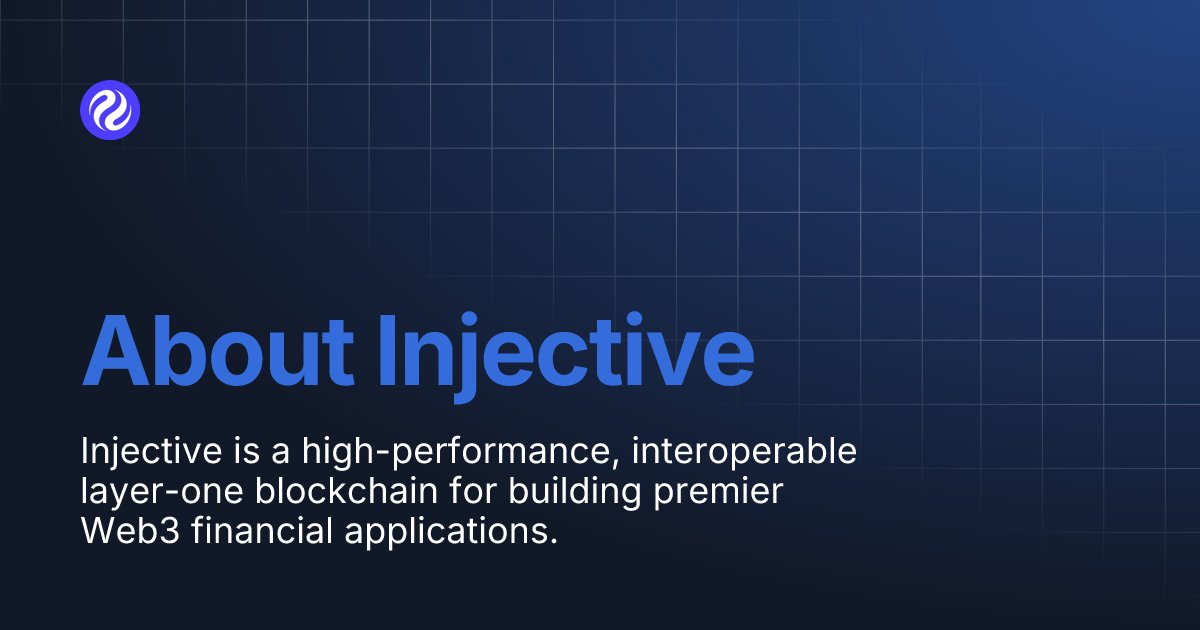 injective's tweet card. Injective is a high-performance, interoperable layer-one blockchain for building premier Web3 financial applications.