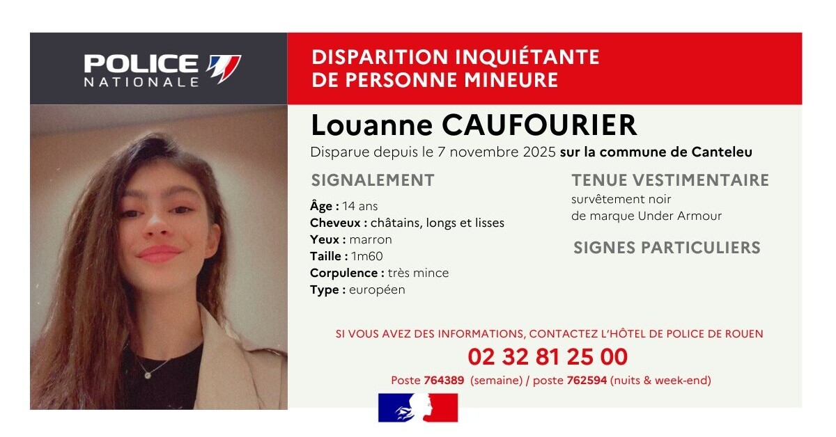 le_Parisien's tweet card. La police nationale lance un appel à témoins pour retrouver Louanne, 14 ans