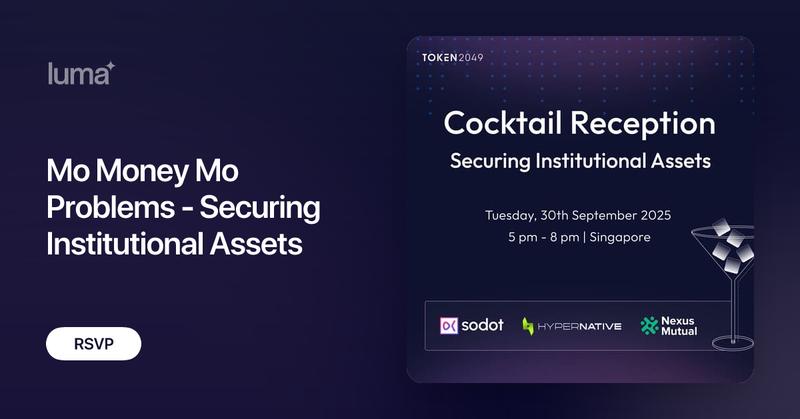 NexusMutual's tweet card. Join us for an intimate evening of cocktails and high-signal networking with leaders shaping institutional digital assets across CeFi and DeFi. This…