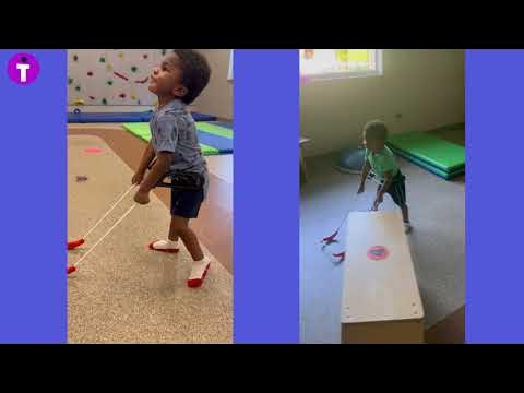 SafeToddles's tweet card. Mission Possible: Braylen, 3, CHARGE Syndrome wears belt cane, safely...