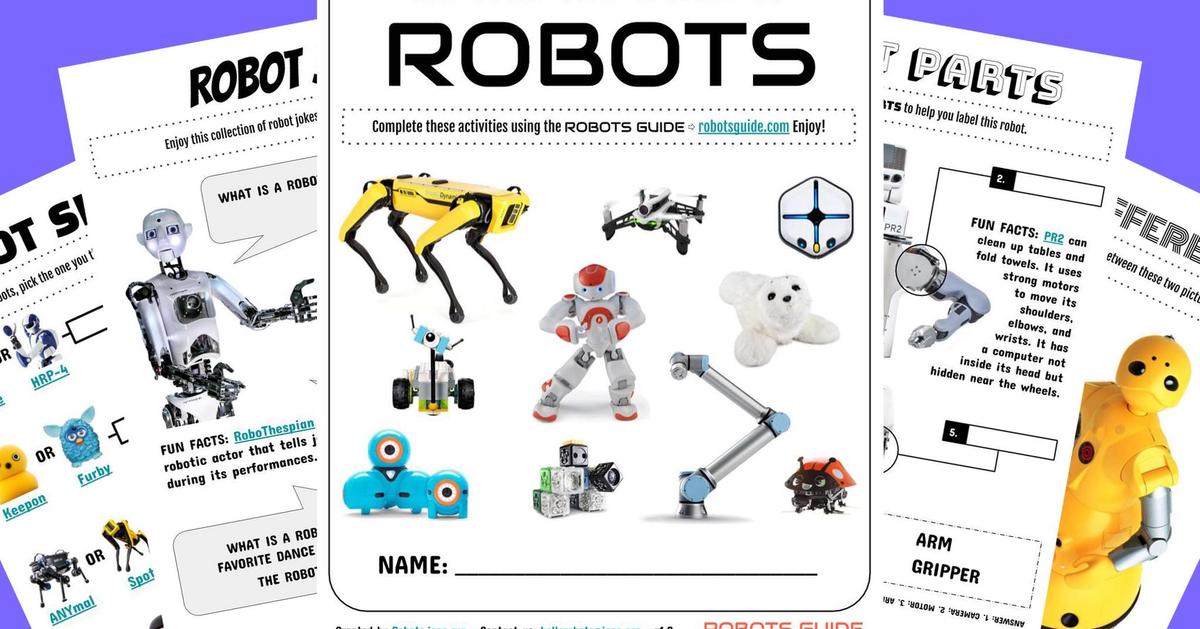 robotsapp's tweet card. Fun activities to help kids learn about robots.