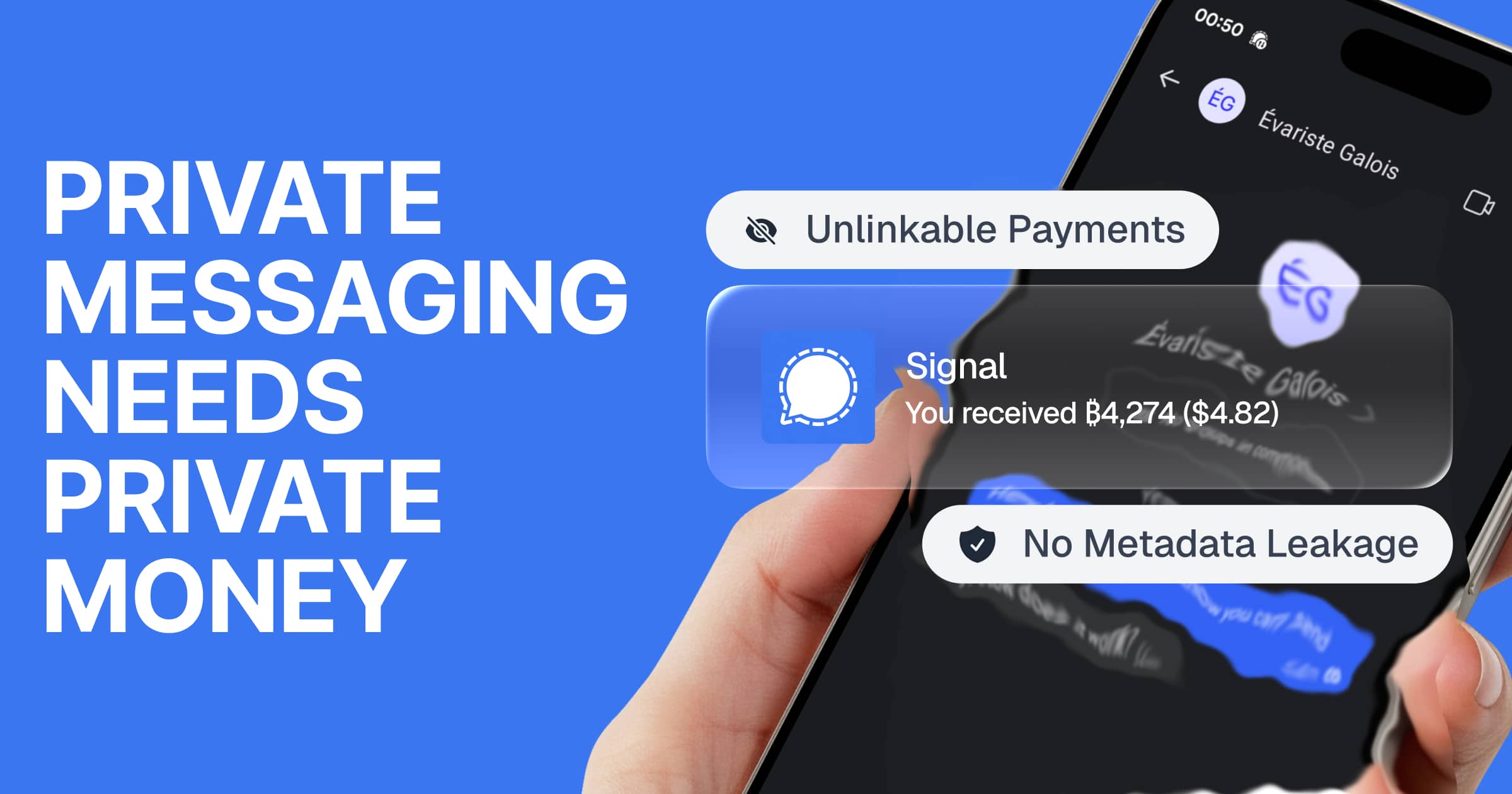 CashuBTC's tweet card. Signal integration for private, peer-to-peer bitcoin payments via Cashu ecash.