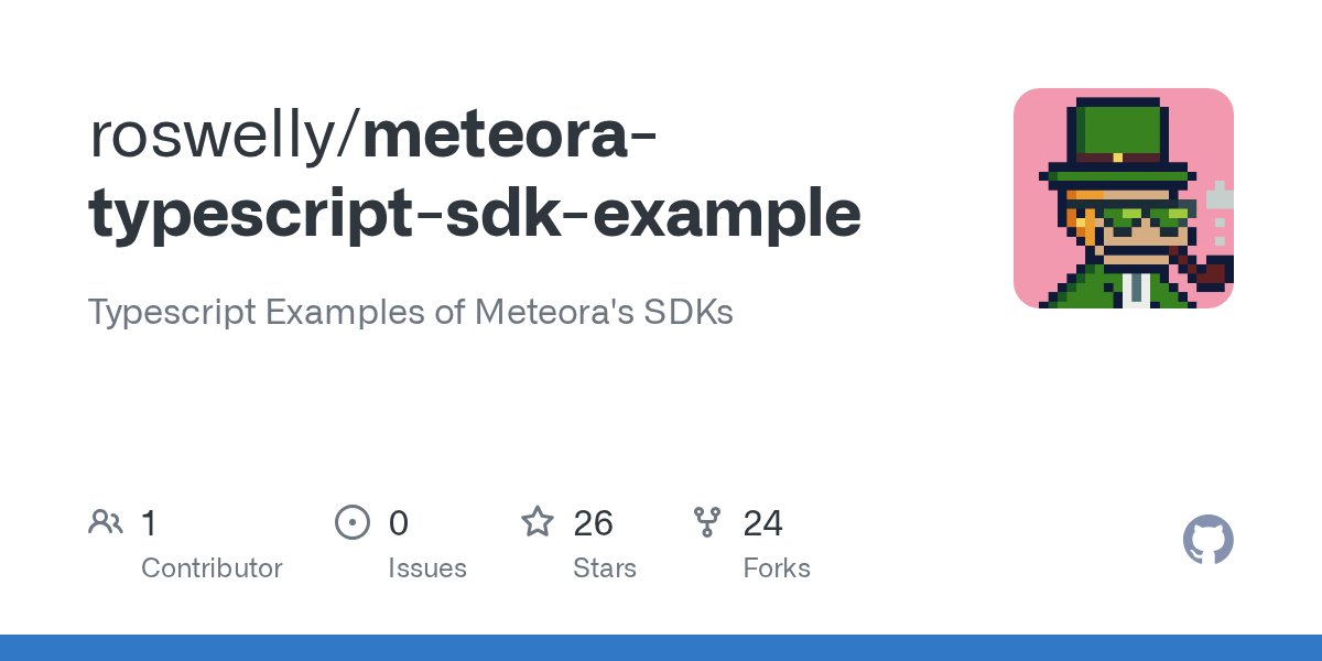 roswellyecho's tweet card. Typescript Examples of Meteora's SDKs. Contribute to roswelly/meteora-typescript-sdk-example development by creating an account on GitHub.