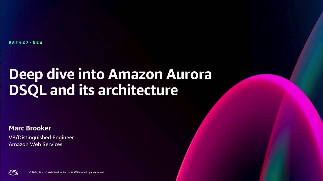 cloudmetricspro's tweet card. AWS re:Invent 2024 - Deep dive into Amazon Aurora DSQL and its...