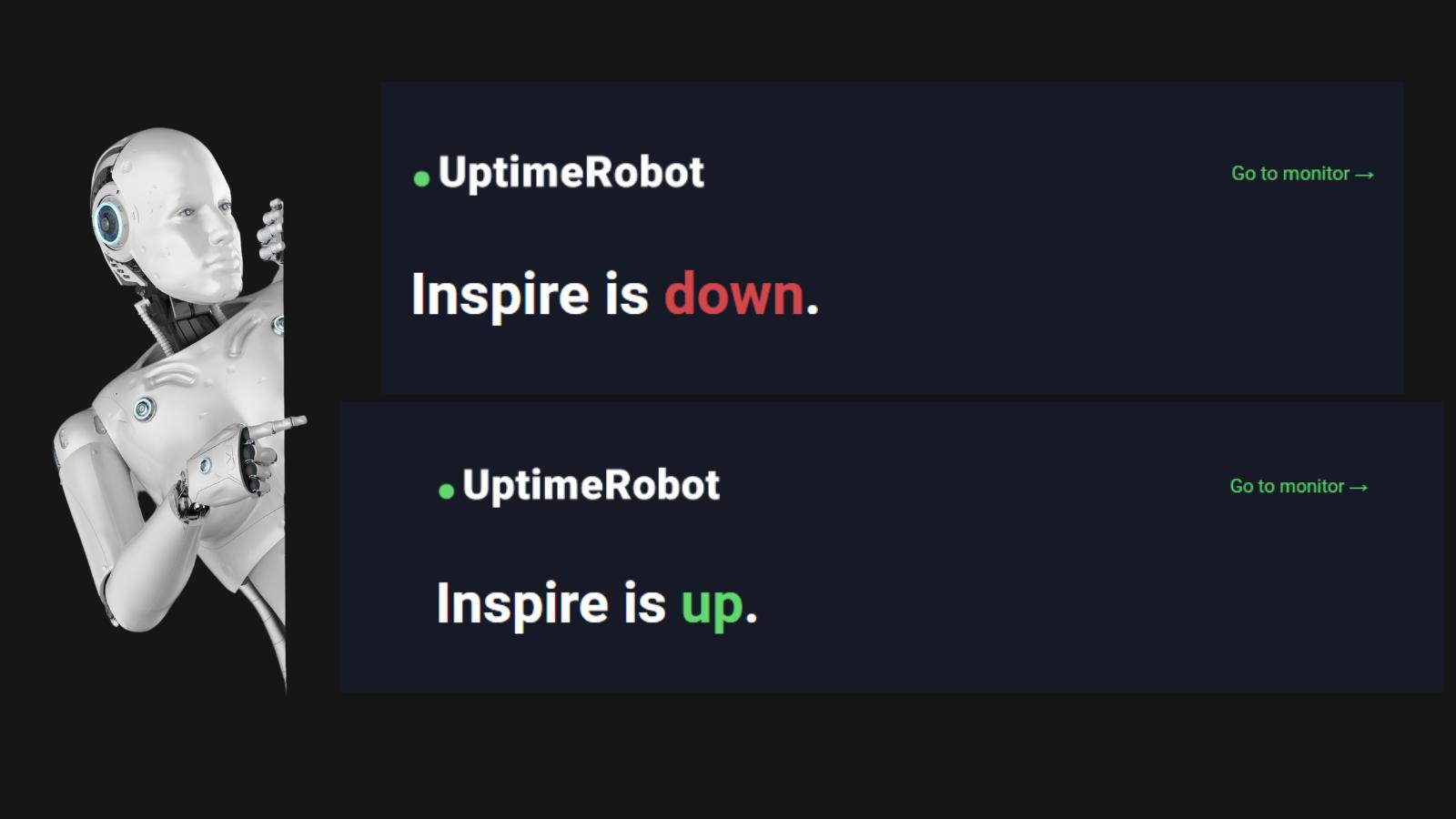 InspireToThrive's tweet card. Is your website down or is it just you? Discover how uptime monitoring tools like Uptime Robot can help you identify downtime instantly.