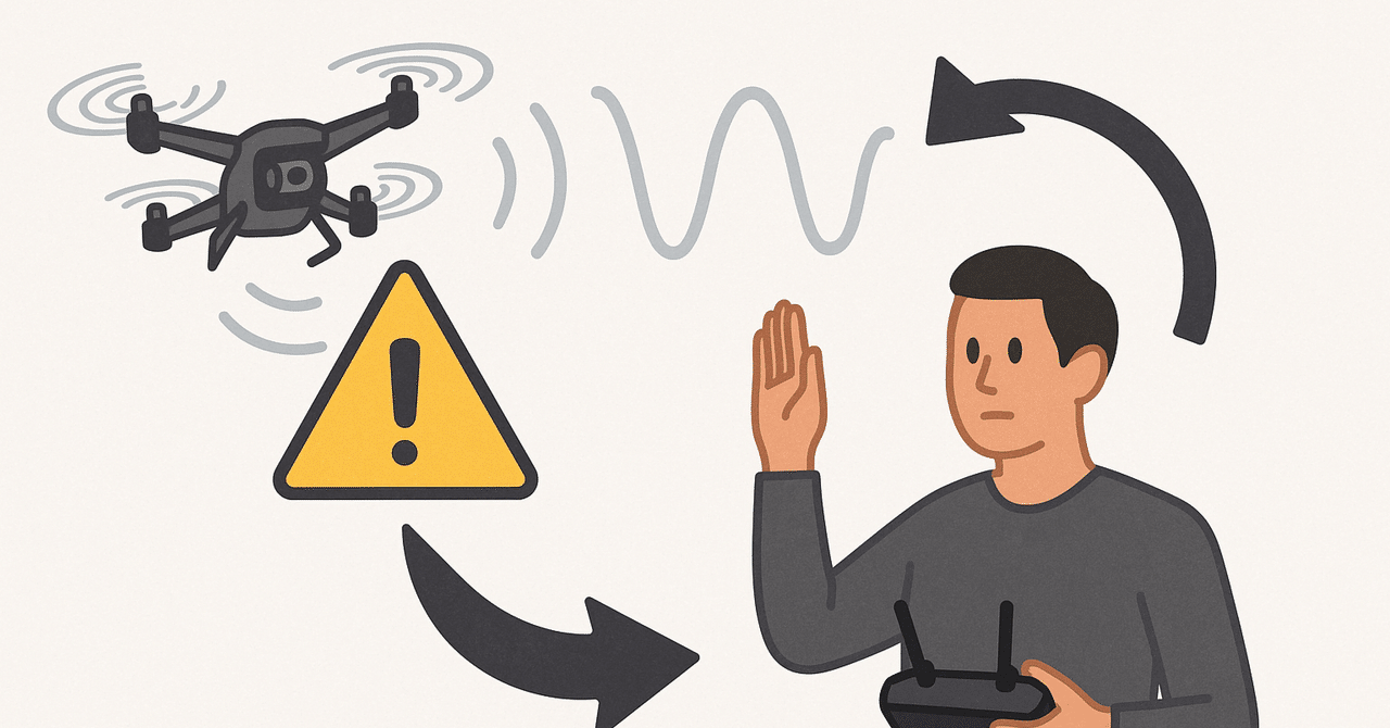 dronepilotwords's tweet card. この記事のねらい： 通信が乱れたり映像が粗れたりした瞬間、何をどの順番でやるかを一文に固定し、現場の迷いをなくします。 対象： 都市・谷筋・水面の運用、監視・誘導を含む複数名チーム。 結論： 速度ゼロ→高度微調整→近接回収→停止→周知を一筆書きで実行。再開は権限者＋根拠の宣言で。遠くへ伸ばすより、戻せる設計を先に作っておくことが最大の予防です。 1. 「兆候」を見逃さない——乱れは前触れで分かる...